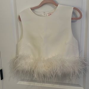 White Feather Trim Top